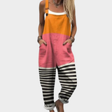 Colour-Block Dungarees with Stripes