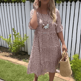 ZORA | SHORT-SLEEVE MIDI DRESS IN SAND