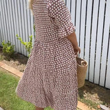 ZORA | SHORT-SLEEVE MIDI DRESS IN SAND