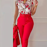 Florabel - Elegant Ensemble with Ruffle Sleeves