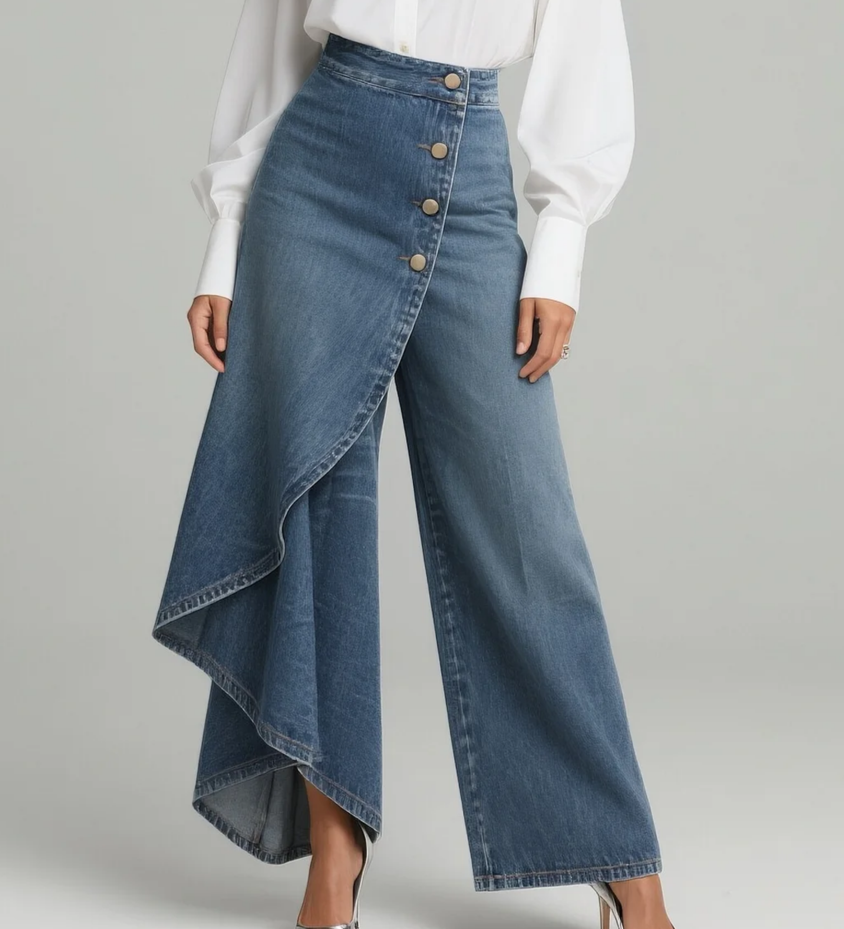 Holly | Wrap Denim Trousers