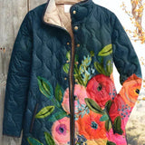 Vera™ | Quilted Jacket with Blooms on Navy