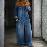 Elsie | Long-Sleeve Off-the-Shoulder Jumpsuit