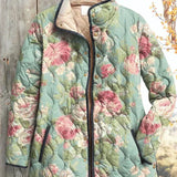 Gina™ | Quilted Jacket with Large Roses in Sage