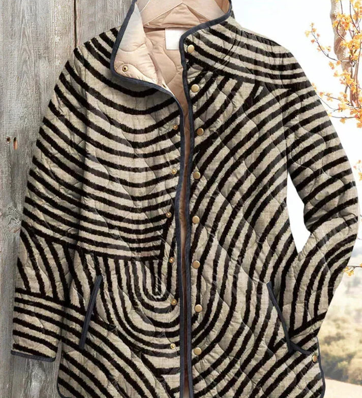 Edith™ | Quilted Jacket in Swirling Stripes
