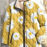Alma™ | Quilted Jacket with Daisies in Yellow