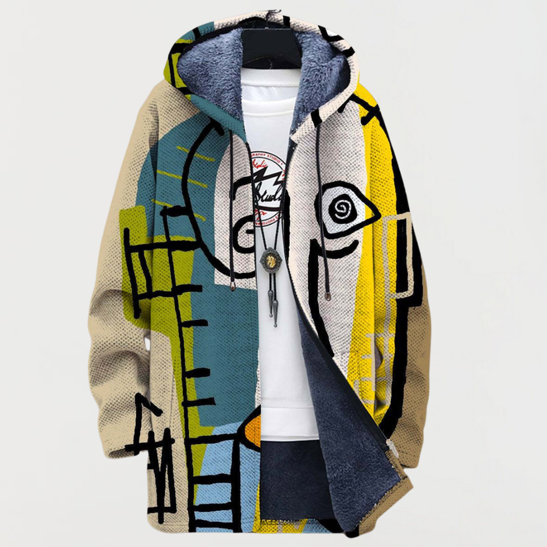 Bess | Coat with Abstract Pattern