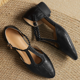Elizabeth - Leather Strap Shoes with Woven Detail