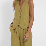 Aira - Button Gilet & Wide Trousers Ensemble