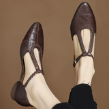 Elizabeth - Leather Strap Shoes with Woven Detail