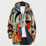 Bess | Coat with Abstract Pattern