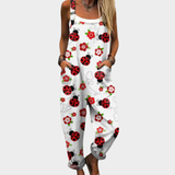 Dungarees with Ladybirds White