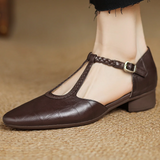 Elizabeth - Leather Strap Shoes with Woven Detail