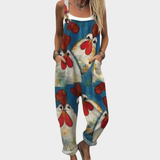 Dungarees with Chicken Motif Blue