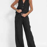Aira - Button Gilet & Wide Trousers Ensemble