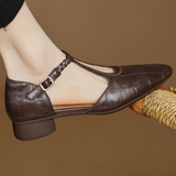 Elizabeth - Leather Strap Shoes with Woven Detail