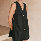Fiona - Sleeveless Button Ensemble