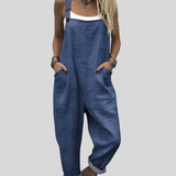 Denim-Blue Dungarees with Textured Dots