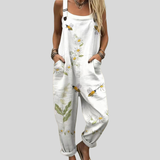 White Dungarees Daisies and Dragonfly