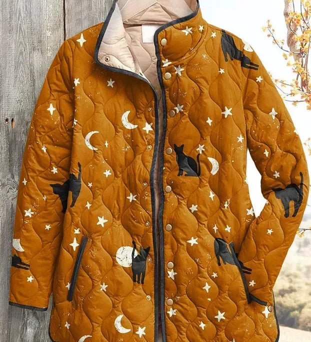 Wendy™ | Quilted Jacket with Cats and Moons