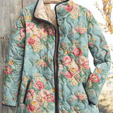 Nadia™ | Quilted Jacket with Roses on Mint
