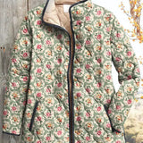 Trudy™ | Quilted Jacket with Roses on Sage