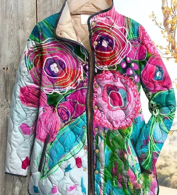 Rosalind™ | Quilted Jacket with Blooms in Pink