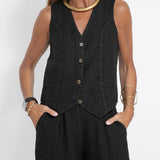 Aira - Button Gilet & Wide Trousers Ensemble