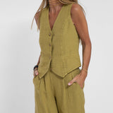 Aira - Button Gilet & Wide Trousers Ensemble