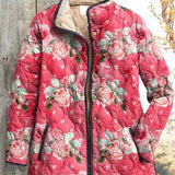 Sylvia™ | Quilted Jacket with Roses in Berry