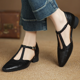 Elizabeth - Leather Strap Shoes with Woven Detail