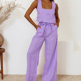Megan - Minimalist Top and Flared-Trousers Ensemble