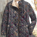 Matilda™ | Quilted Jacket with Floral Pattern in Grey