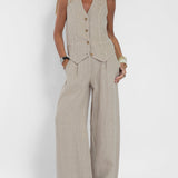 Aira - Button Gilet & Wide Trousers Ensemble