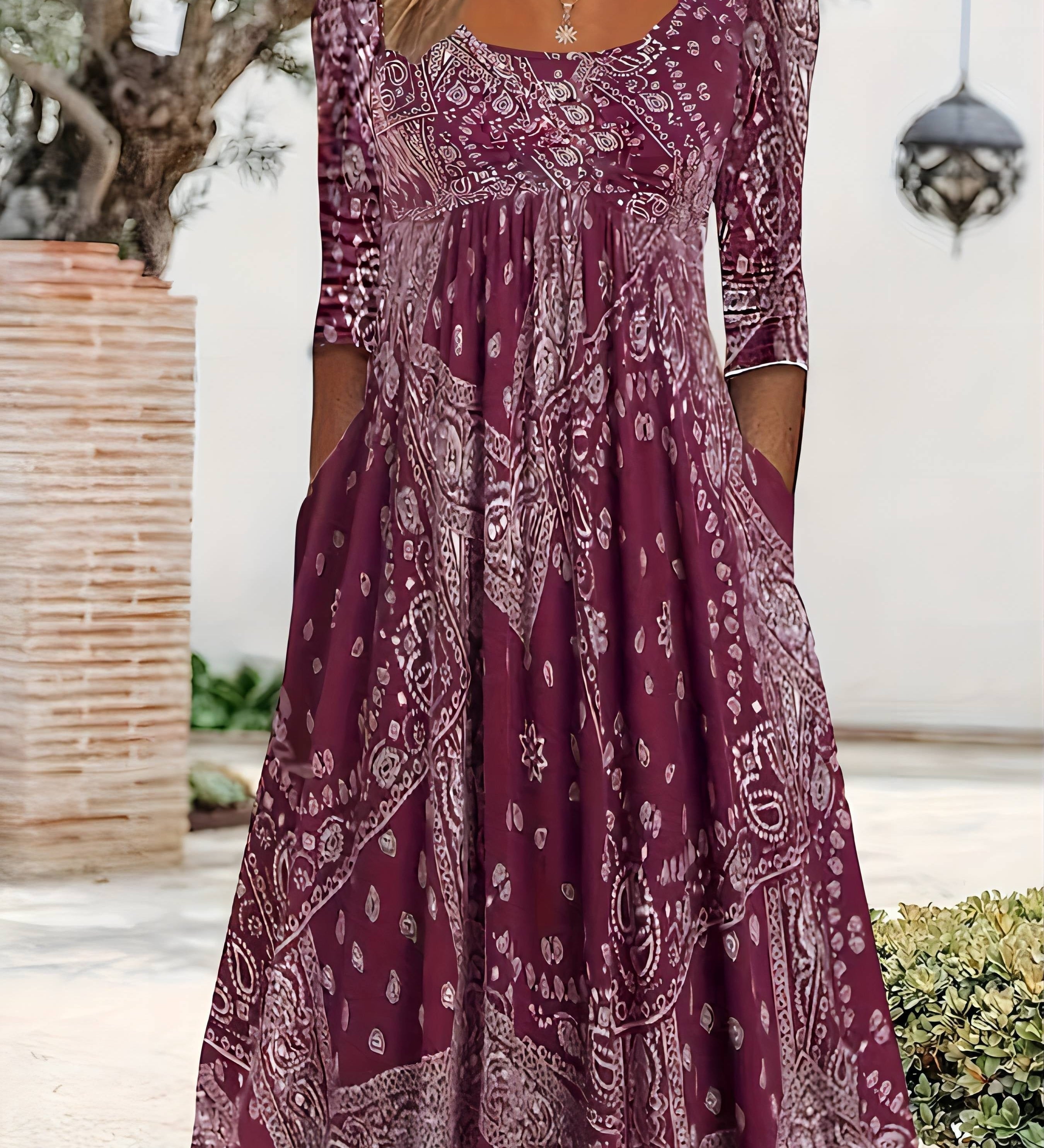 ELOWEN | LONG-SLEEVE CASUAL MIDI DRESS