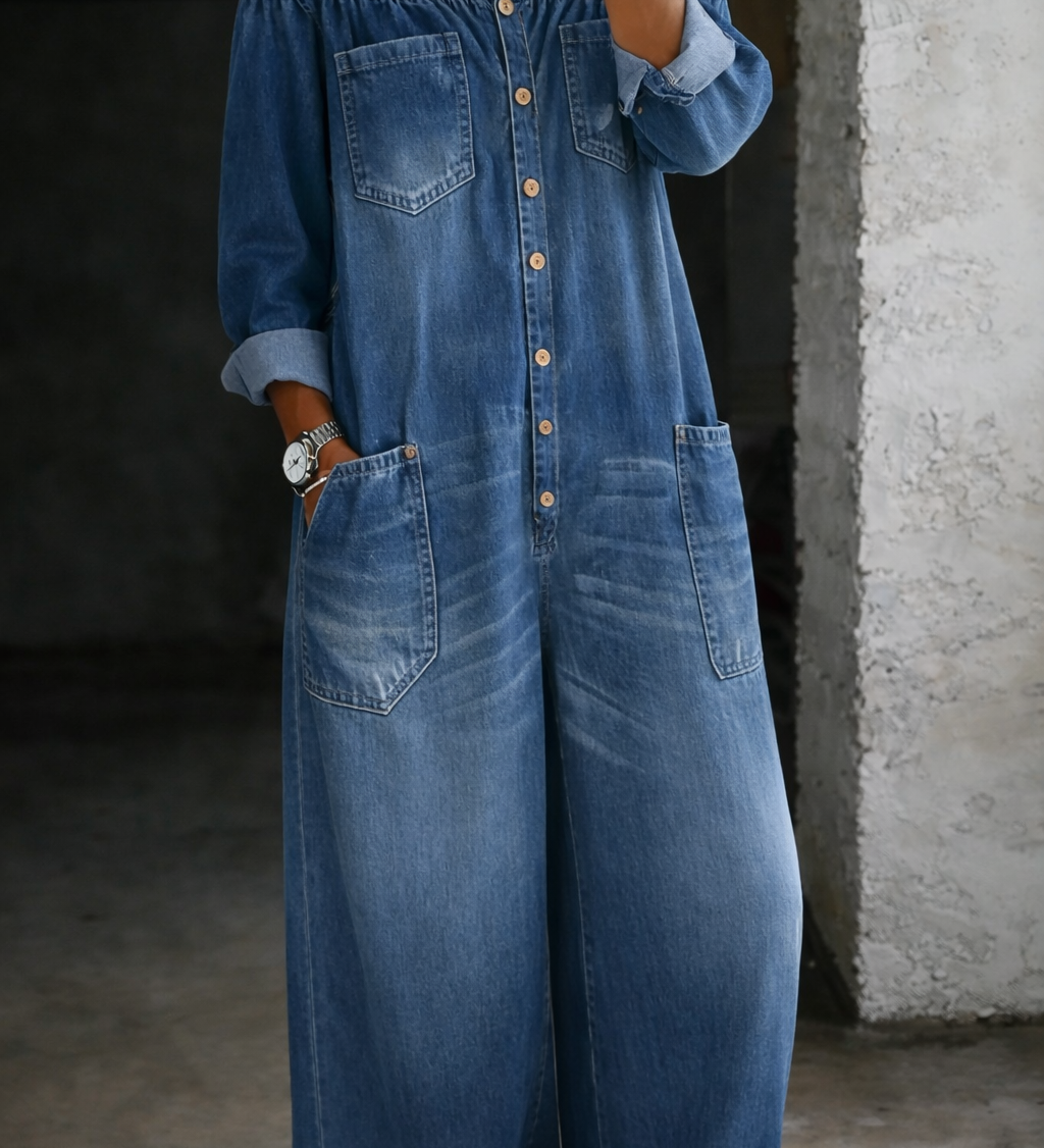 Elsie | Long-Sleeve Off-the-Shoulder Jumpsuit
