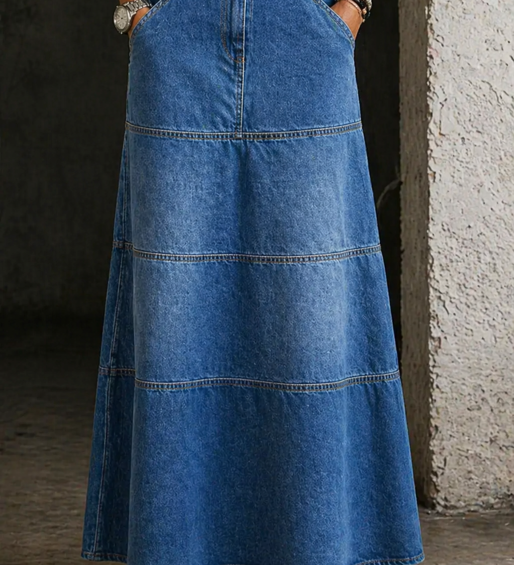 Violet | Mid-Length Denim Skirt