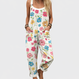 Colourful Floral Dungarees Cream