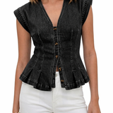 Isobel | V-Neck Denim Top