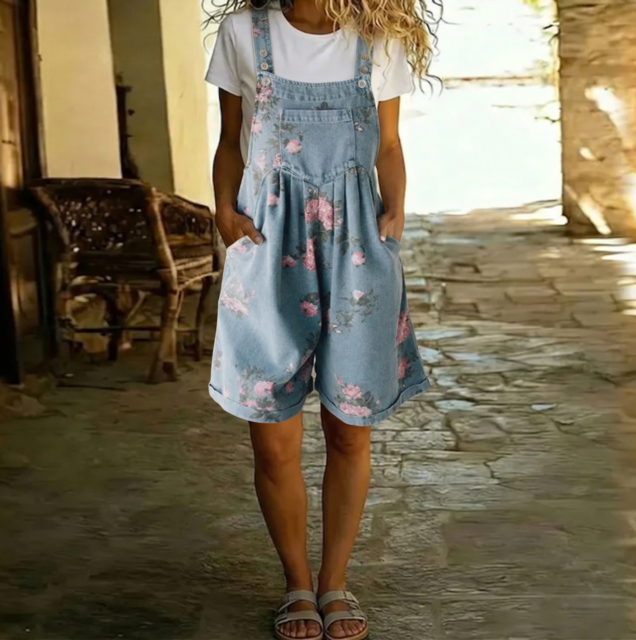 Lucy | Floral Denim Jumpsuit