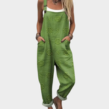 Grass-Green Dungarees with Textured Pattern