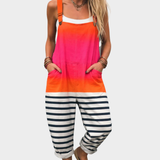 Dungarees Orange-Pink with Stripes