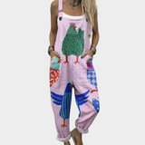 Pink Dungarees with Chickens
