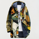 Gwendolen | Cardigan with Geometric Cat Pattern