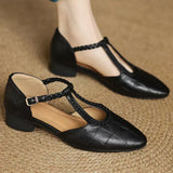 Elizabeth - Leather Strap Shoes with Woven Detail