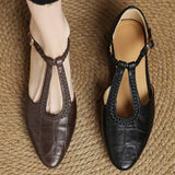 Elizabeth - Leather Strap Shoes with Woven Detail