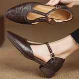 Elizabeth - Leather Strap Shoes with Woven Detail