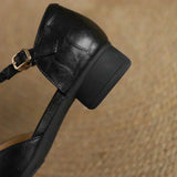 Elizabeth - Leather Strap Shoes with Woven Detail