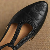 Elizabeth - Leather Strap Shoes with Woven Detail