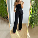 BRIA - Sleeveless Button Two-Piece Set